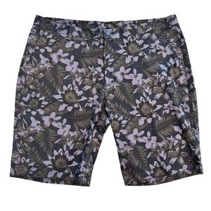 Paisley & Gray Mens 36 Slim Fit Chino Shorts Floral Purple Charcoal Stretch